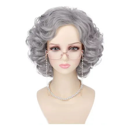 Peluca Mujer Mayor Canosa  | Cosplay Abuela / Anciana