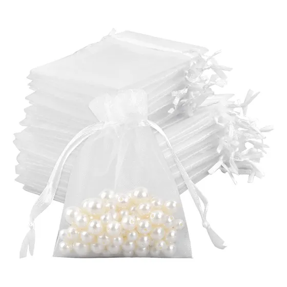 Pack 100 Bolsas Organza Tela Blanca 15x20 Cm Color Blanco