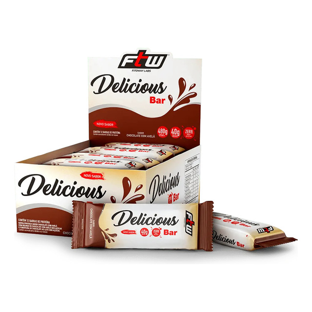 Delicious Bar Cx 12 Und 480g Sabor Creme De Avelã - Ftw Delicious Bar Cx 12 Und 480g Sabor Creme De Avelã - Ftw