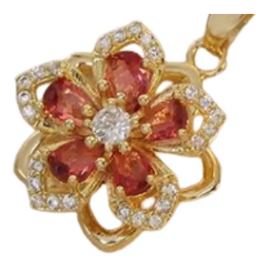 Collar Flor Giratoro Gt Acero Inoxidable Con Piedra Zircon