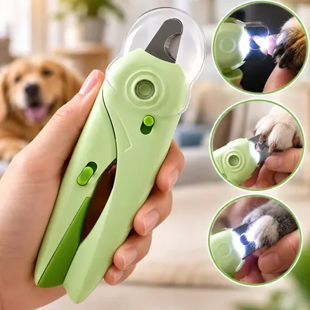 Cortador Unha Pet Cães Gatos Led Alicate Aparador Luz Seguro Verde-claro / Gato Precisão Portátil Cortador Higiene Led Filhote Pequeno Médio Grande / Led Doméstico Cachorro Precisão Lixa
