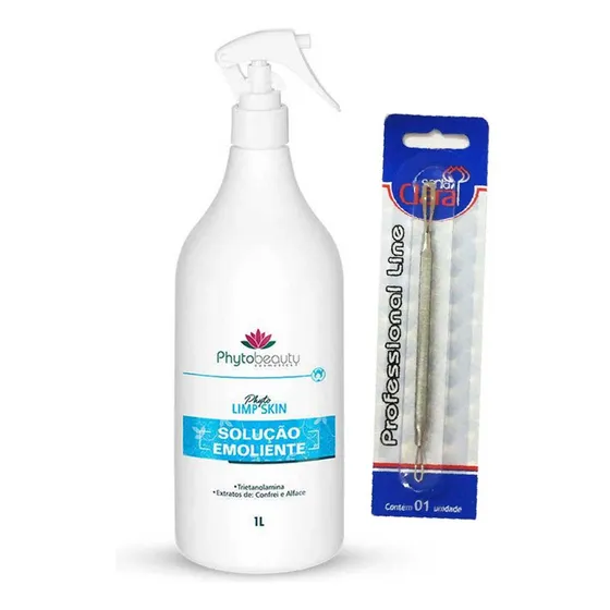 Kit Amolecedor Comedões Cravos 1 L Trieta 10%, Extrator Inox