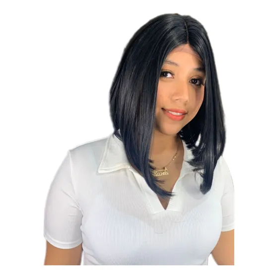 Peluca Negra Corte Bob Lace Front Apariencia Natural