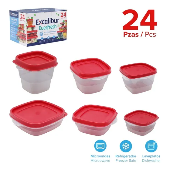 Envases Plasticos 24 Piezas Alimentos Comida Tapa Recipiente