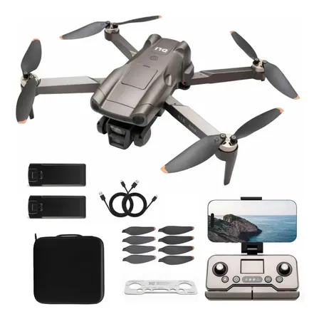 Drone De Controle Remoto Profissional Gps Camera 2 Baterias Marrom