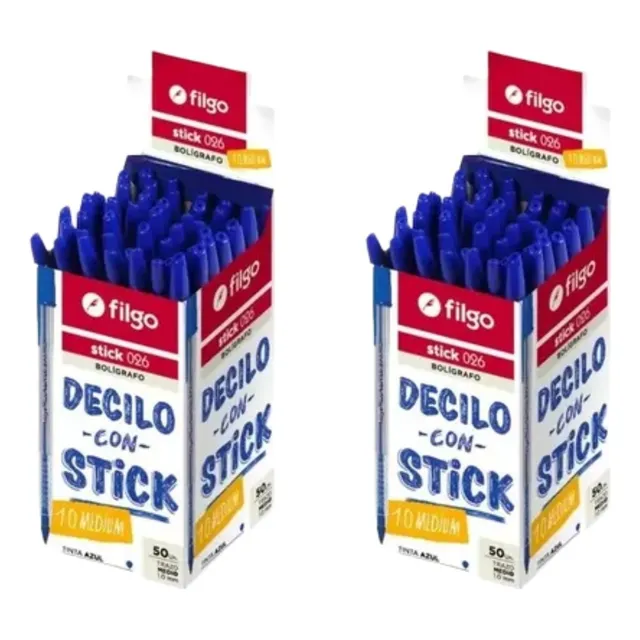 Kit Lapiceras Mayorista Azules X100 Unidades Filgo