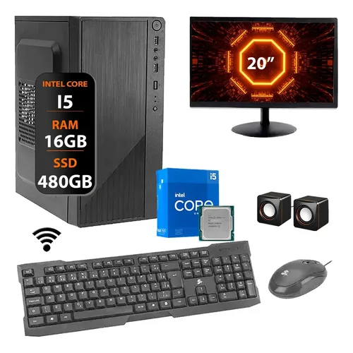 Computador PC Intel Core i5 2400 16GB RAM SSD 480 Monitor 20