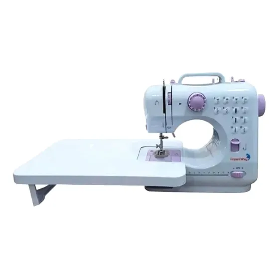 Máquina de coser eléctrica portátil con mesa de coser de color blanco 127V/220V