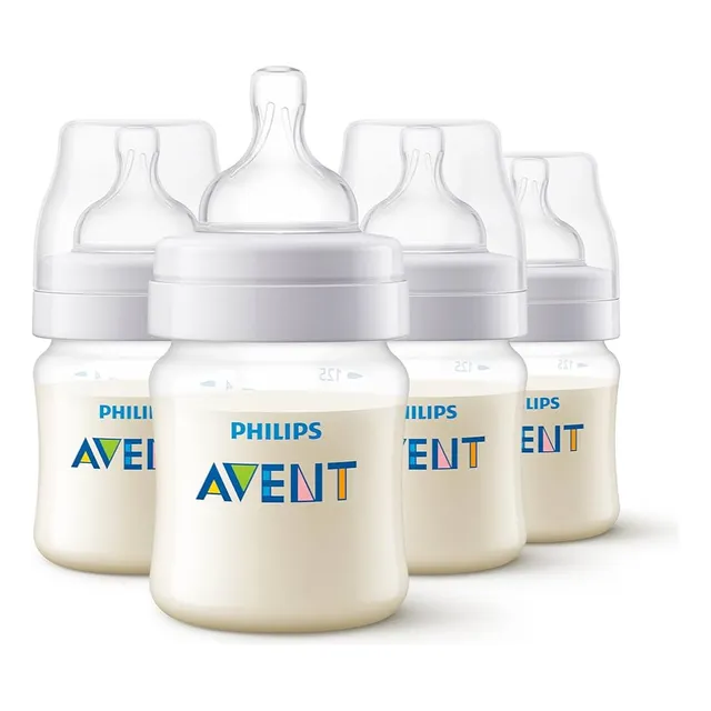 Biberones Avent Anti-colic De 4/oz--125/ml Paq.4 Piezas Traslúcido Set Anti-colic