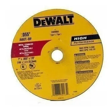 Disco Corte Metal 7 X 1/16 X 7/8 Dewalt Extrafino