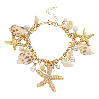 Pulsera Diseño De Estrella De Mar Y Concha Moda Pulsera Diseño De Estrella De Mar Y Concha Moda