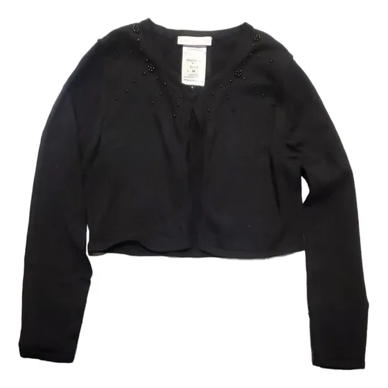 Sweater Corto Negro Con Botón Marca Bonnie Jean