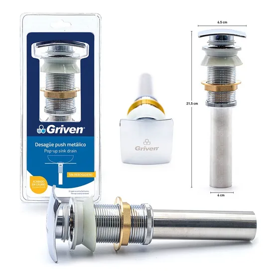 Desagüe Para Lavamanos Push Metálico Griven