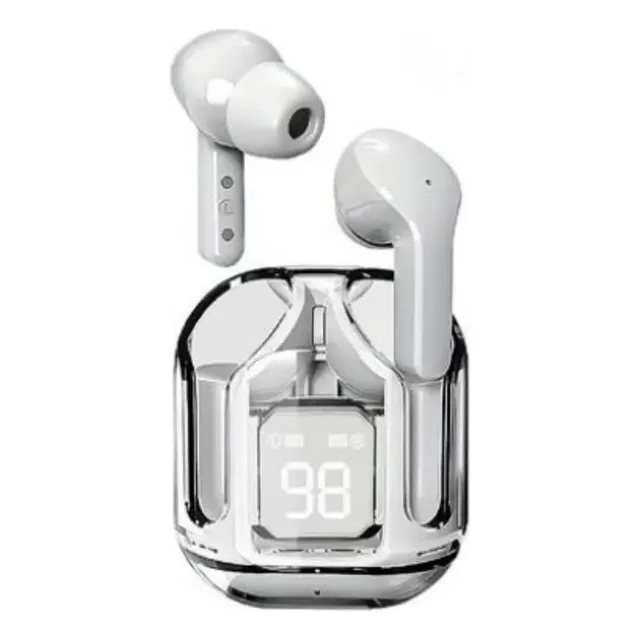 Audífonos Bluetooth Tws V5.3 Earbuds Led Digital Blanco