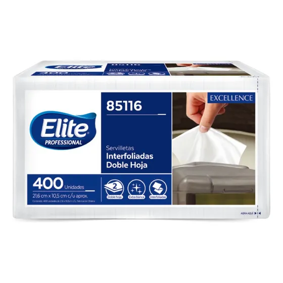 Elite Servilleta Interfoliada Doble Hoja 400 Unid