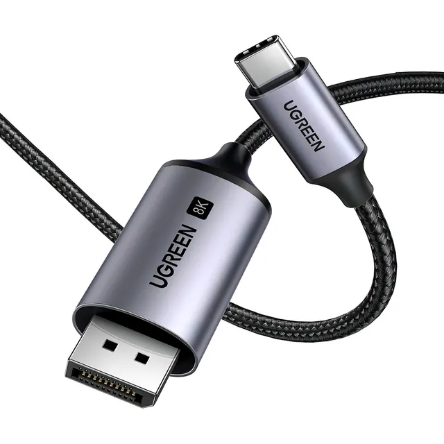 Cable de datos Ugreen Displayport p/USB-C 8k60 Hz, 2 m, gris