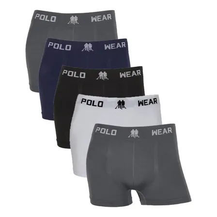Kit 5 Cuecas Boxer Polo Wear Masculina Sem Costura