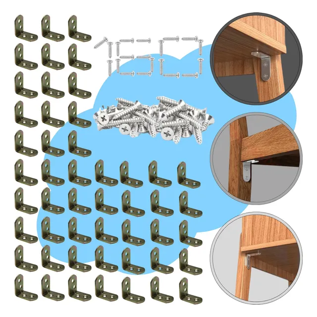 Kit 50 Pç Cantoneira L Reforço Moveis 30 X 30 + Parafusos