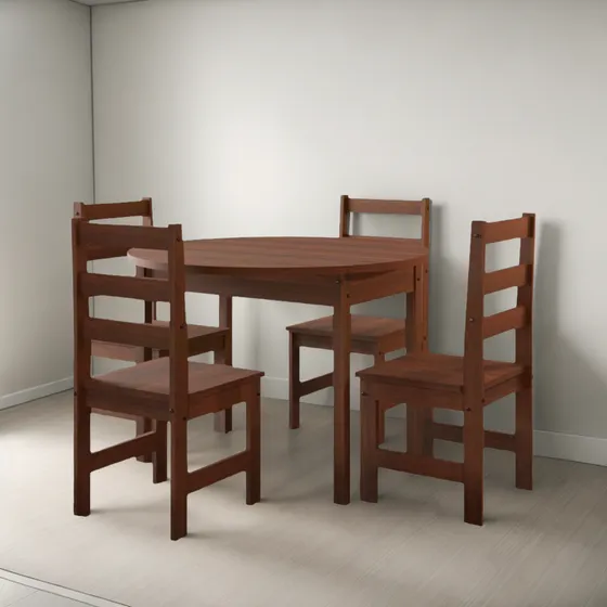 Juego De Comedor Con Mesa Redonda Plegable, Madera De Pino 