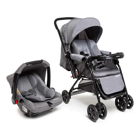 Travel System Cosco Kids, Reverse, 0 a 15kg, Cinza Rajado