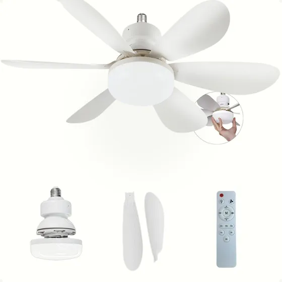Lâmpada Led Com Ventilador De Teto Bivolt Controle 80w E27