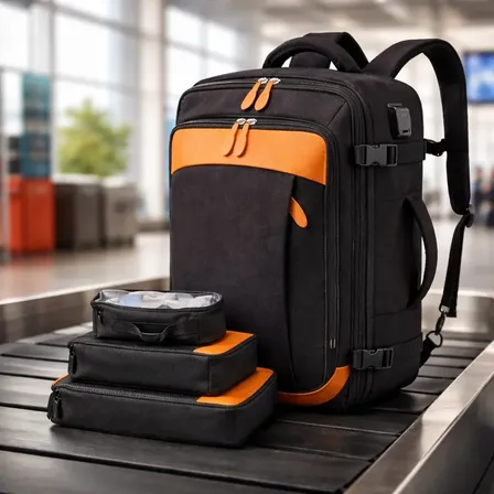 Mochila Viagem 40l Mochila Para Avião Expansível Necessaire Preto Liso