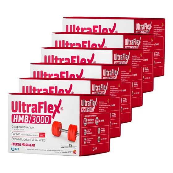 Pack 6 Ultraflex Hmb 3000 Colágeno Hidrolizado En Sobres