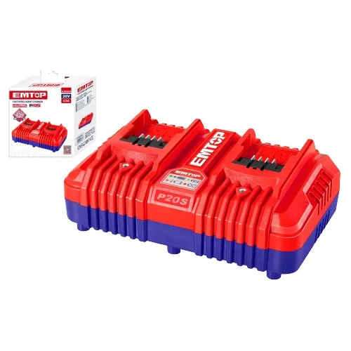 Cargador Rápido Doble Para Baterías 20v P20s Emtop