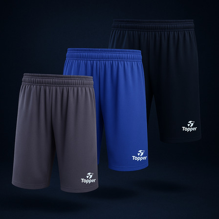Kit Com 3 Short Masculino Futebol Topper Corrida Respirável Kit Com 3 Short Masculino Futebol Topper Corrida Respirável