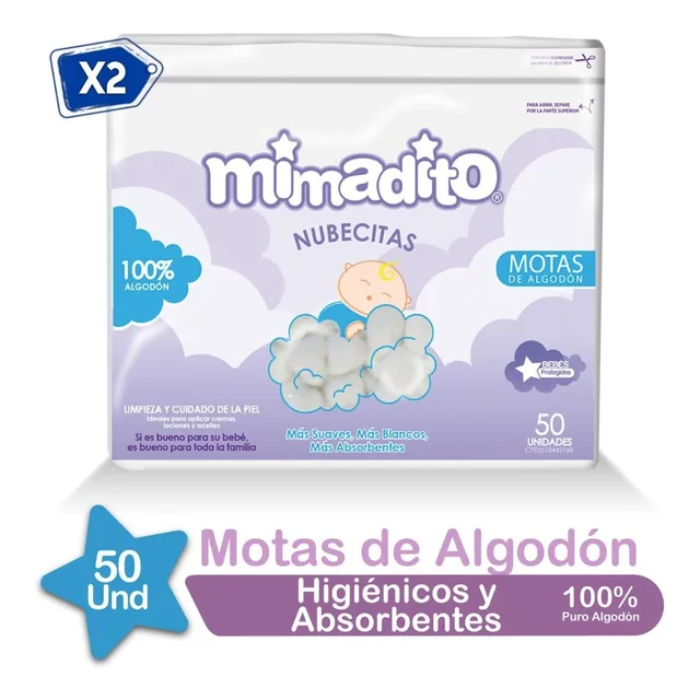 Motas De Algodón Mimadito 50 Unidades