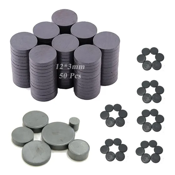 50 Imanes Tipo Moneda 12x3 De Ferrita Para Adornos De Refrig