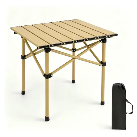 Mesa Dobrável Portátil Alumínio Camping Praia Churrasco Amarelo