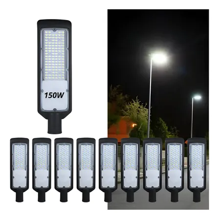 Novo Kit 10 Luminária Publica Led 150w Bivolt +10 Fotocélula 127/220v Cinza-escuro Branco-frio