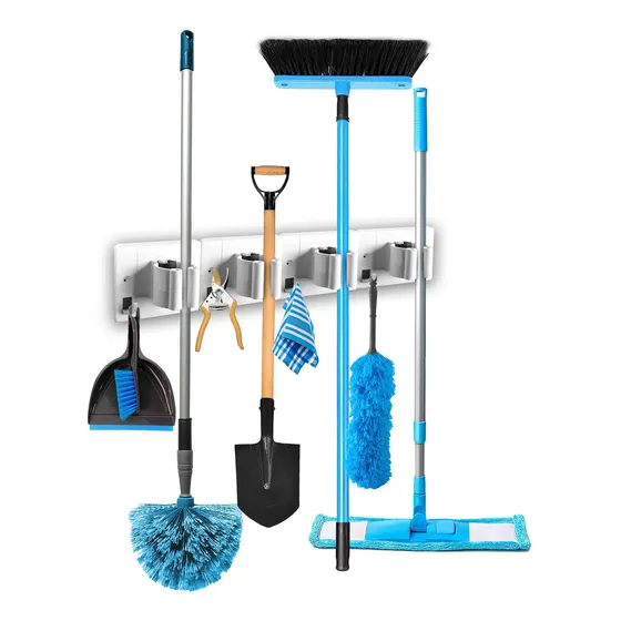 Organizador De Escobas, Traperos Porta Escobas Y Colgador X4