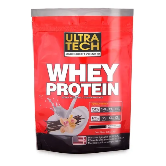 Whey Protein Ultra Tech X 454 G Proteína De Suero En Alta Concentración Suplemento Para Masa Muscular