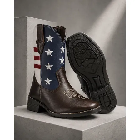 Bota Texana Infantil Couro Bordado Estilo Country Unissex