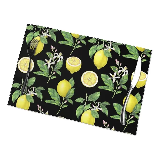4 Mantel Individual Limon Para Mesa Comedor Hoja Color