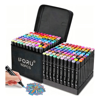 Marcadores 100 Colores Plumones Punta Pincel Doble Punta Fineliner 1mm Y Broad 6mm Iforu Marcadores 100 Colores Plumones Punta Pincel Doble Punta Fineliner 1mm Y Broad 6mm Iforu