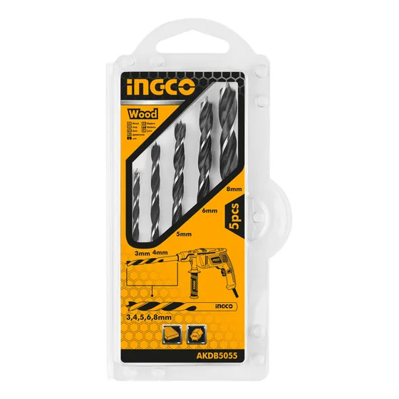 Ff Juego De 5 Mechas 3 Punta Madera Blister Ingco Akdb5055