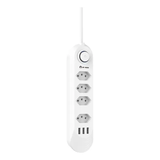 Filtro De Linha 4 Tomadas 3 Usb Régua Bivolt Cabo 2 Metros
