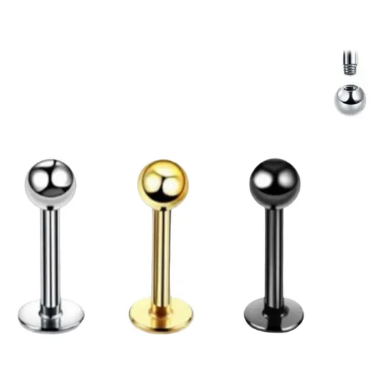 Piercing Labret Tragus Labio Bolinha 6 8 10 12mm Aço Cirurgi