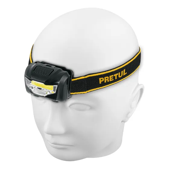 Linterna frontal Pretul 65 lm 7 LED 3 pilas AAA amarilla luz blanca