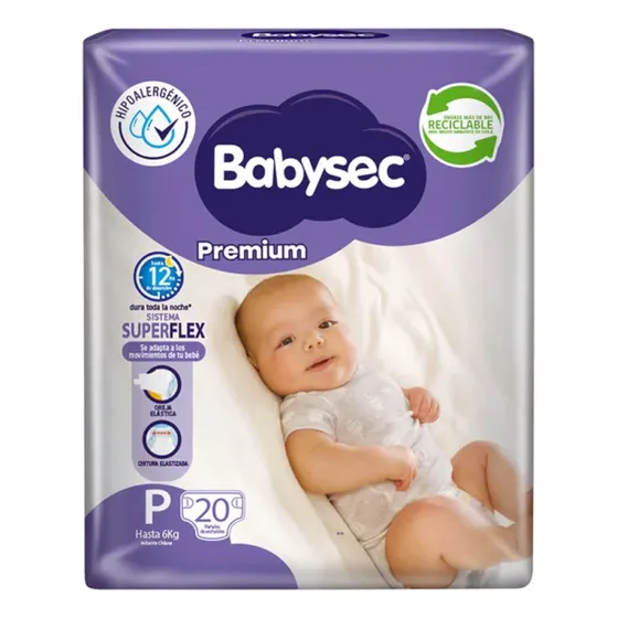 Babysec Pañales Bebé Premium P 20 Unid Tamaño Pequeño (P)