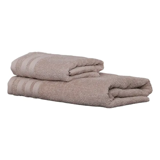 Juego De Toalla Y Toallon Arcoiris Belly 100% Algodon Blanco Color Beige Lisa
