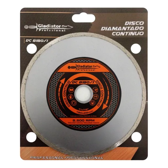 Disco Diamantado Continuo 180 Mm X5 Gladiador Pro Ferreplus