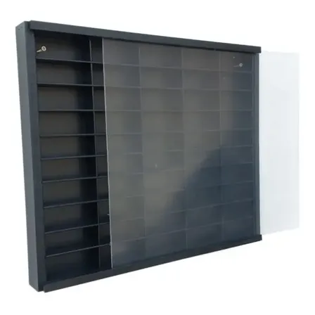 Expositor Para 50 Nichos Preto Com Acrílico Escala 1:64 Preto