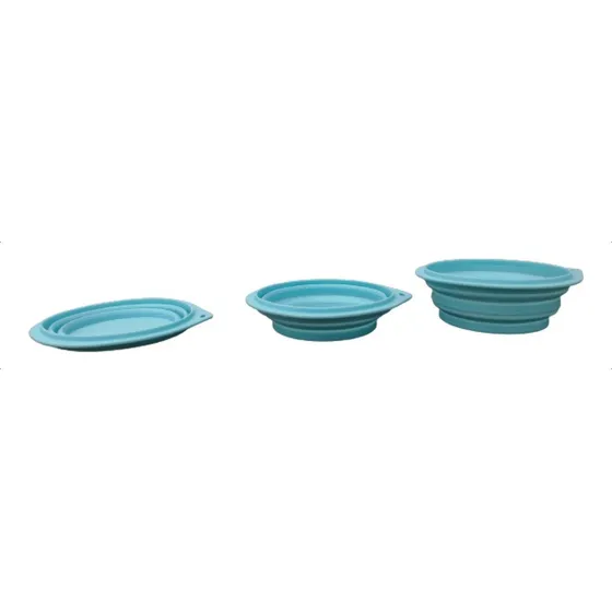 Plato Retractil Comedero Mascotas Portable. Color Azul
