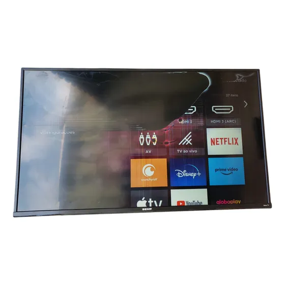 Televisão Led Semp Tcl 43r6500 Com Tela Quebrada