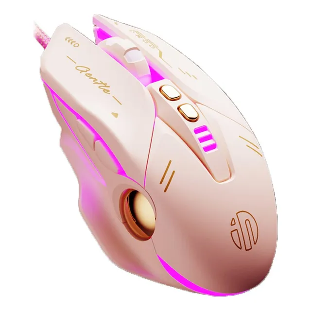 Inphic Magic Mouse Gamer Rosado Mouse Ergonomico Alambrico