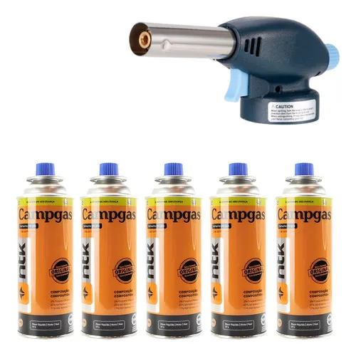 Maçarico Portátil Culinário Reparos C/ Regulagem + 5 Refis